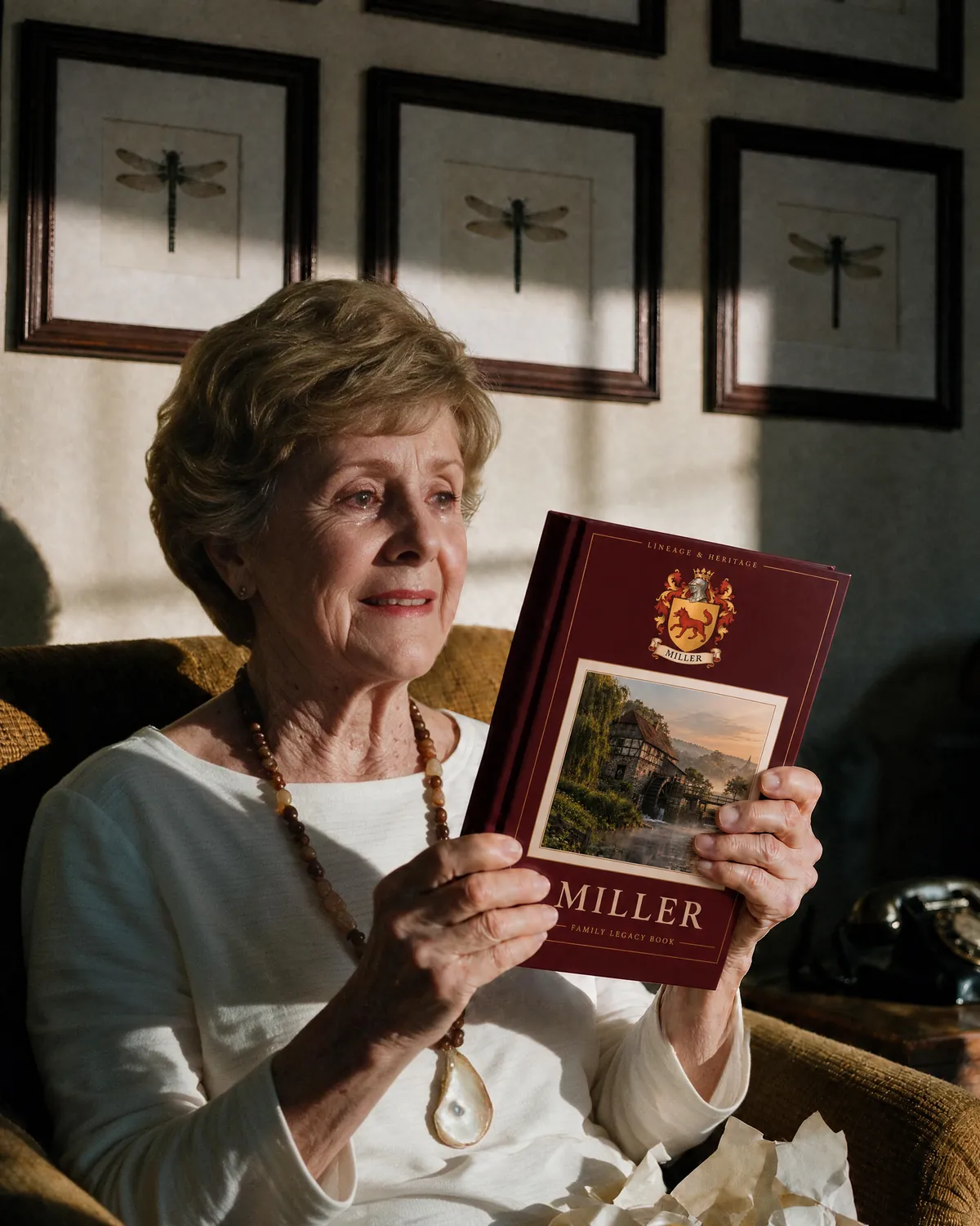 A smiling woman holding her family book