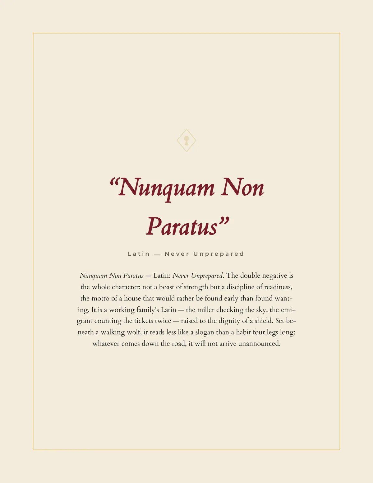Family motto page