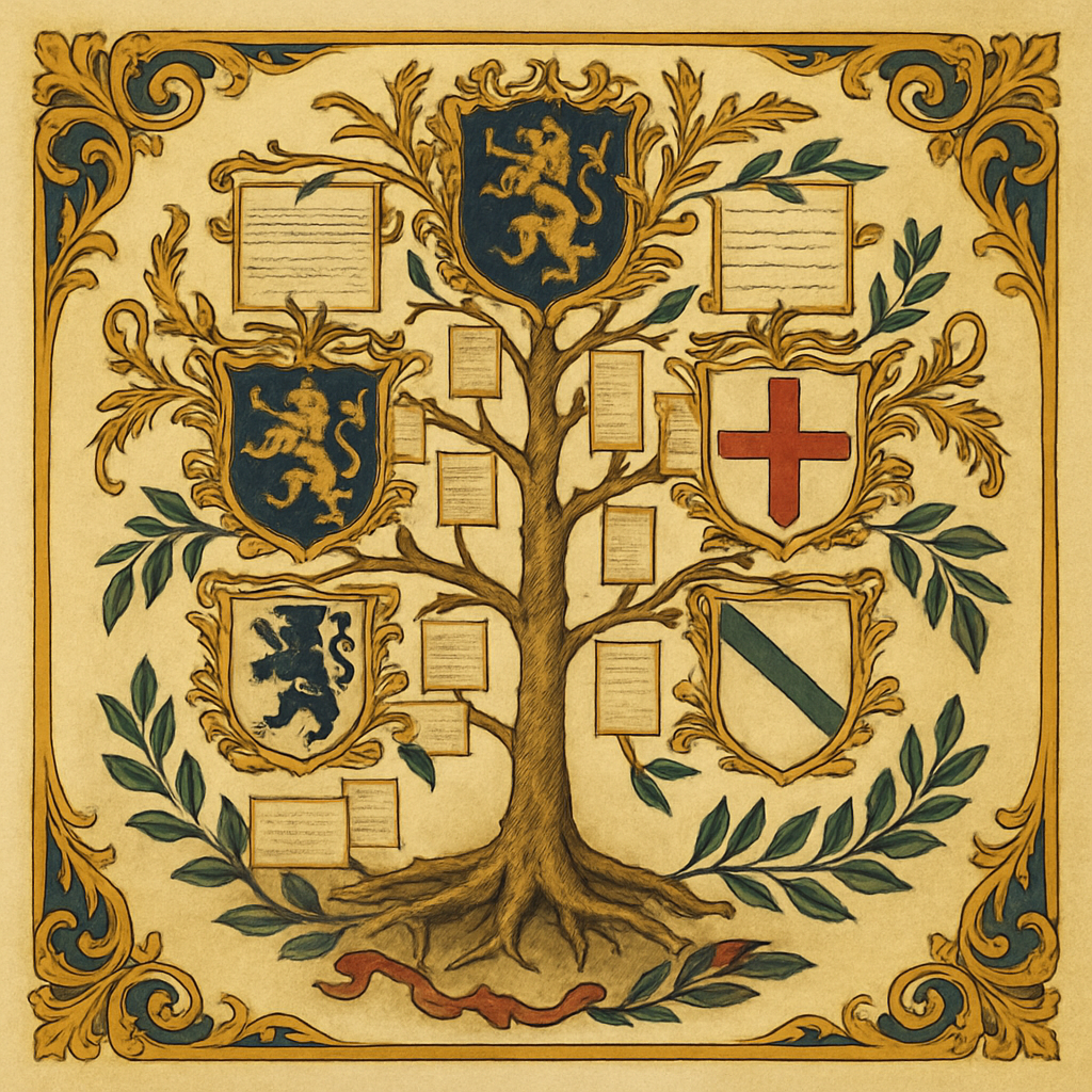 The Basic Rule: Arms Follow the Male Line — heraldic illustration
