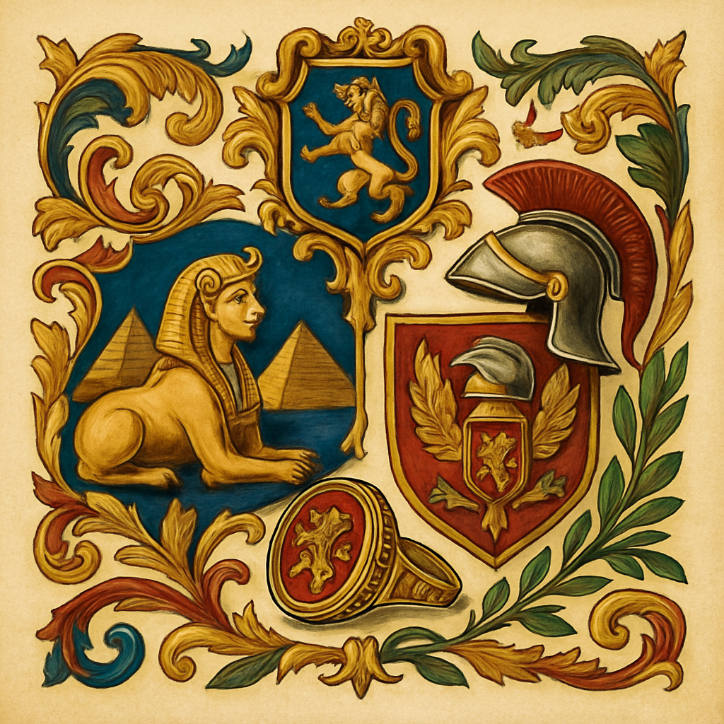 Ancient Origins: Egypt and Rome — heraldic illustration