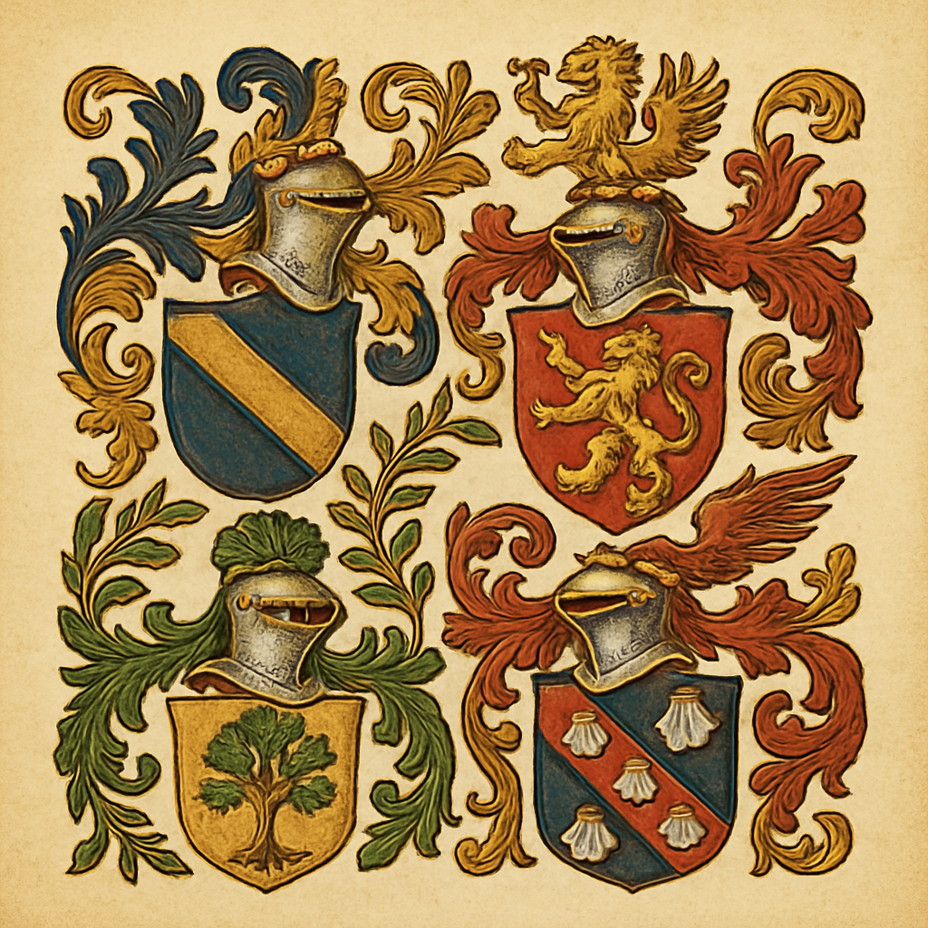Myth #1: "Everyone with my surname can use the same coat of arms" — heraldic illustration