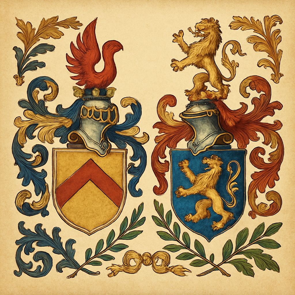 Myth #3: "My family crest is the same as my coat of arms" — heraldic illustration