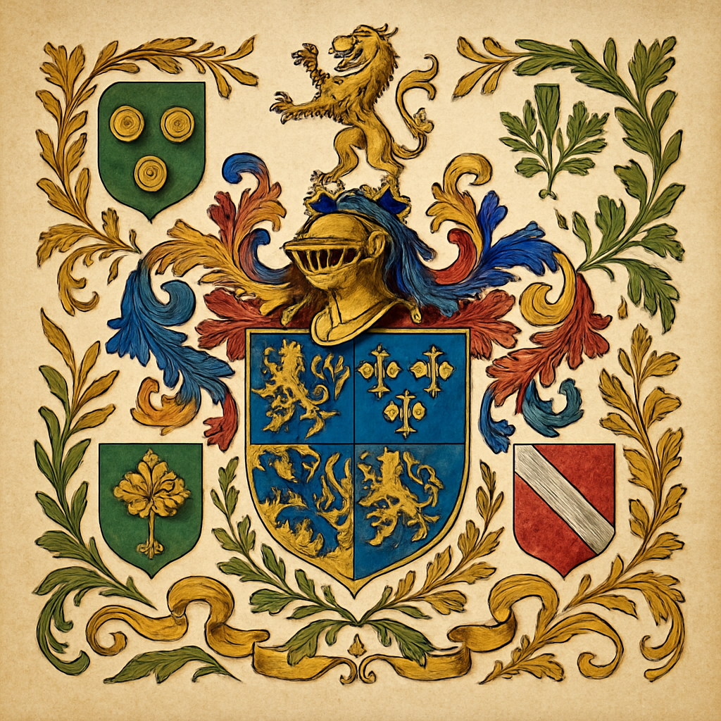 The Anatomy of a Full Coat of Arms — heraldic illustration