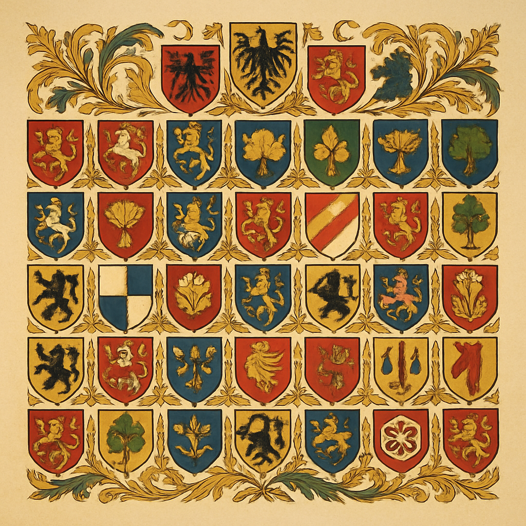 50 Common German Surnames & Their Heraldic Symbols — heraldic illustration