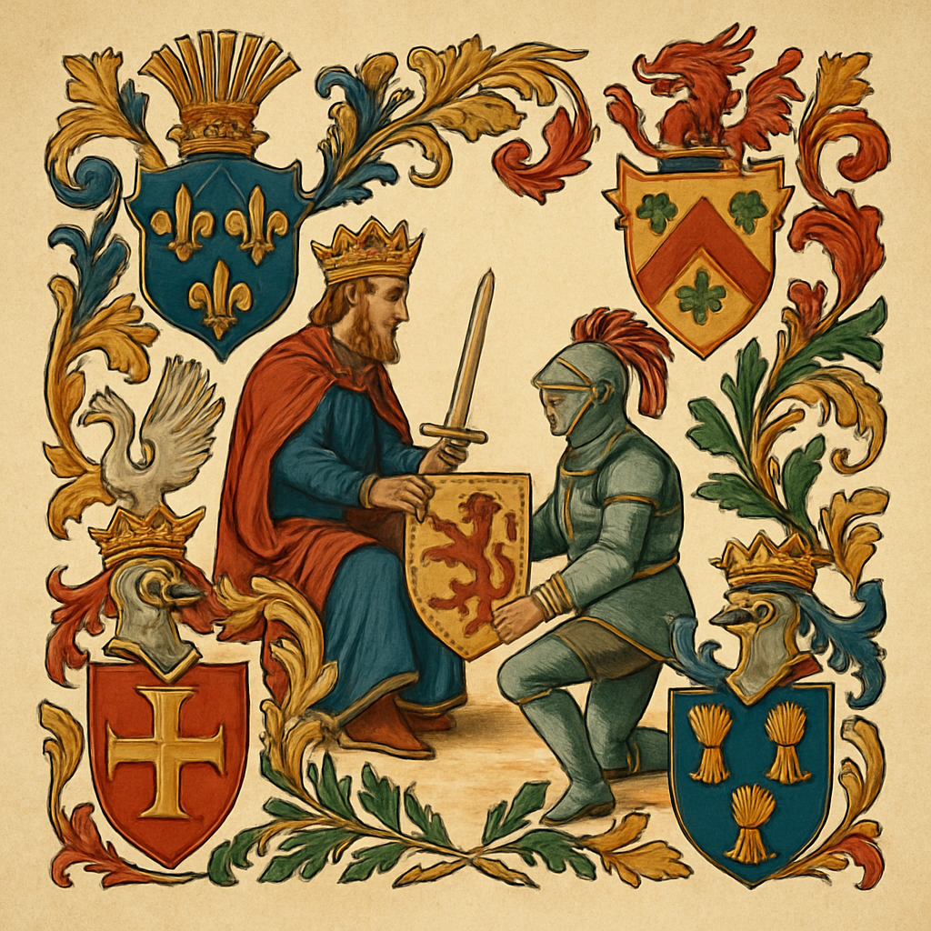 How Coats of Arms Were Originally Granted — heraldic illustration