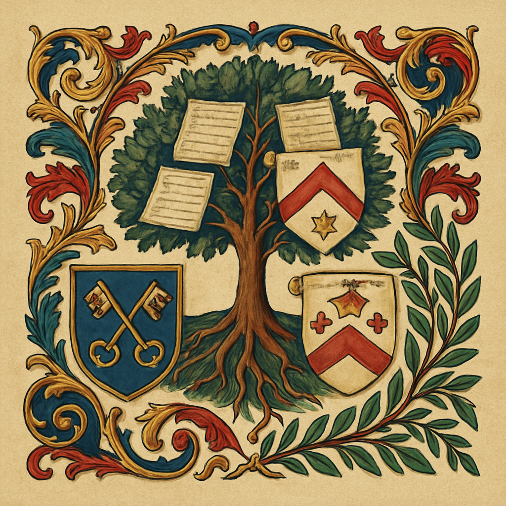 How Surnames Began — heraldic illustration