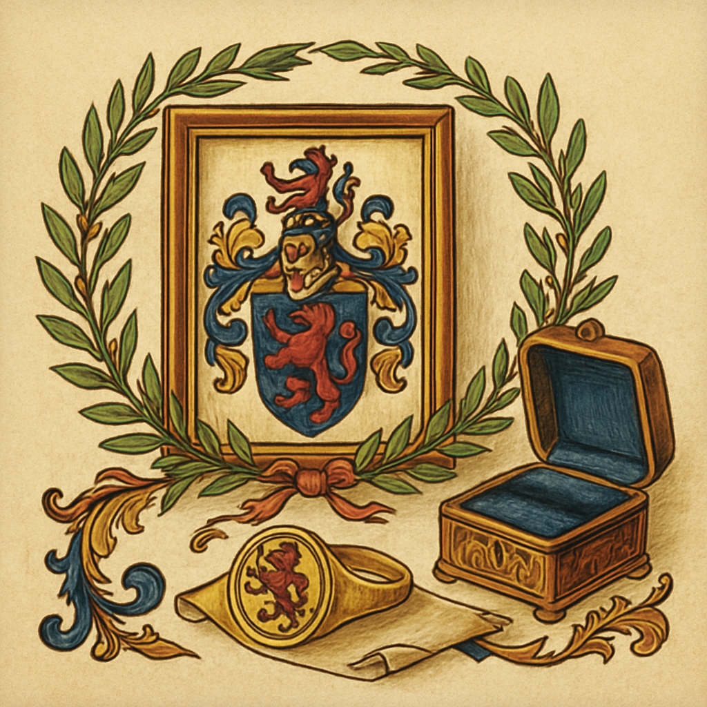 A coat of arms they can call their own — heraldic illustration