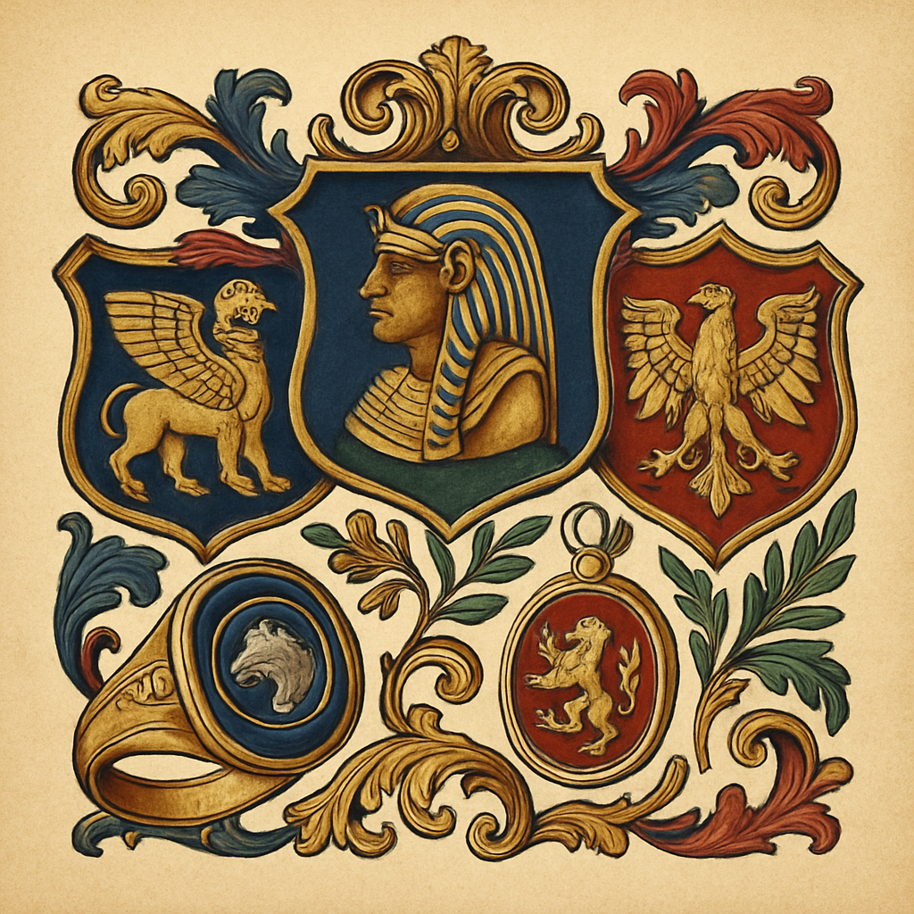 Ancient Origins: Egypt, Mesopotamia & Rome — heraldic illustration